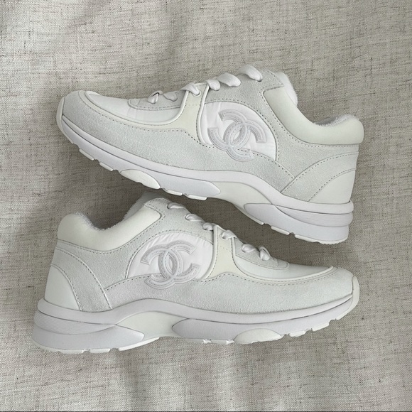 chanel trainers white reflective